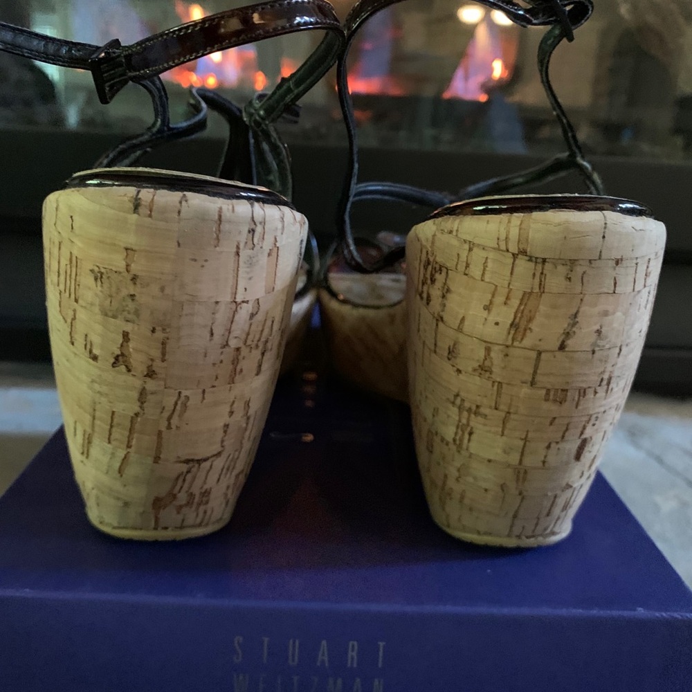 Stuart Weitzman Cognac Wedge Sandal - image 6